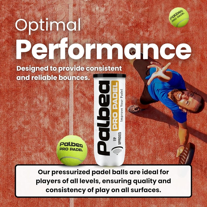 Palbea PRO Padel Balls. 6/12/24 Tubes of 3 Padel Tennis Balls FIP Approved. Paddle Balls Made of HV Felt for Training and Tournament. Suitable for Any Surface or Sites. - Image 5